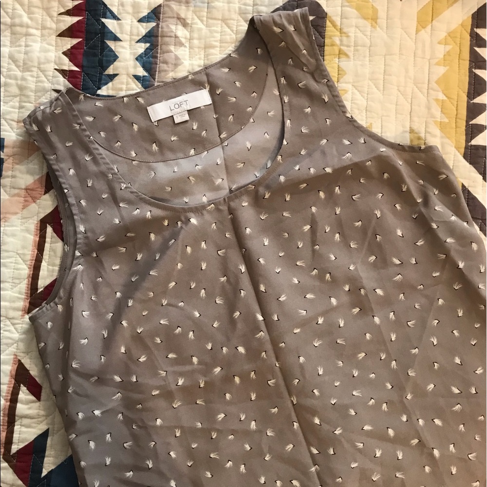 Loft Taupe Sleeveless Blouse